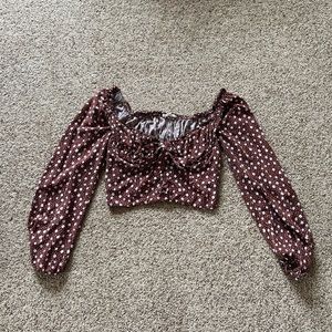 LA Hearts large Auburn button up blouse with white flowers